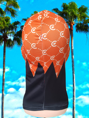 ( ORANGE ) CUSTOM H.F.C DESIGNED BALACLAVA . ( BACK VIEW )