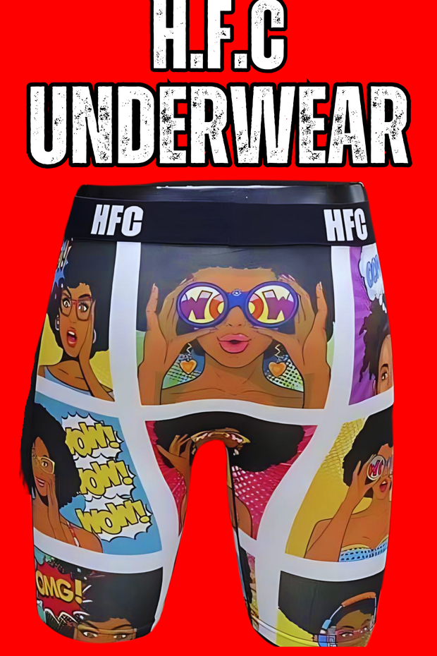 H.F.C CUSTOM COMIC STRIP BOXERS (BACK VIEW)