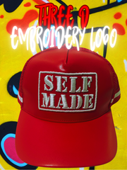 H.F.C- SELF MADE (3D EMBROIDERY)  PU -LEATHER TRUCKER HAT