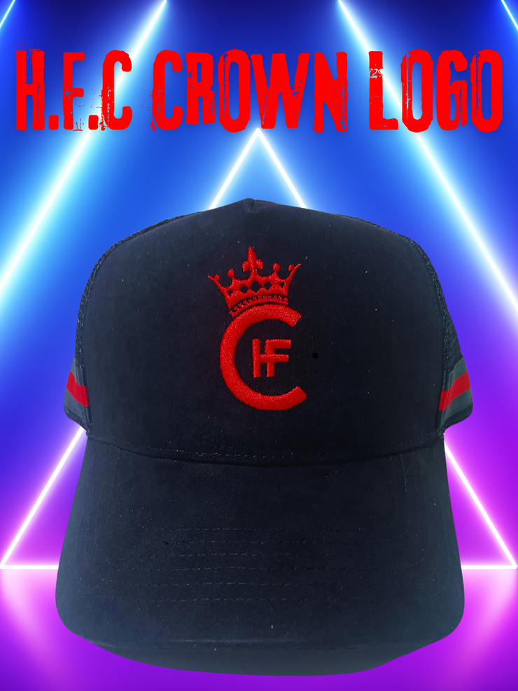 H.F.C SUEDE CROWN LOGO TRUCKER HATS