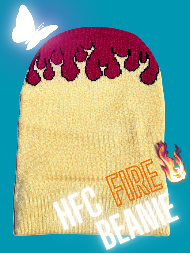 CUSTOM H.F.C FIRE LOGO BEANIE. (BACK VIEW)