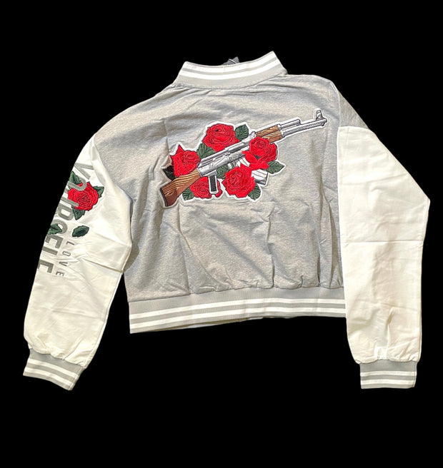 CUSTOM EMBROIDERY AK 47 & ROSES (BACK LOGO)