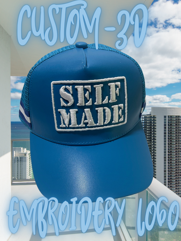 H.F.C- SELF MADE (3D EMBROIDERY)  PU -LEATHER TRUCKER HAT