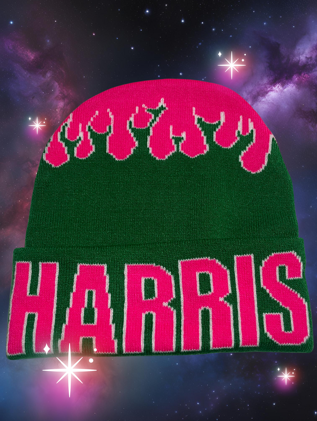 H.F.C CUSTOM JACQUARD (HARRIS) LOGO BEANIE. (FRONT VIEW)