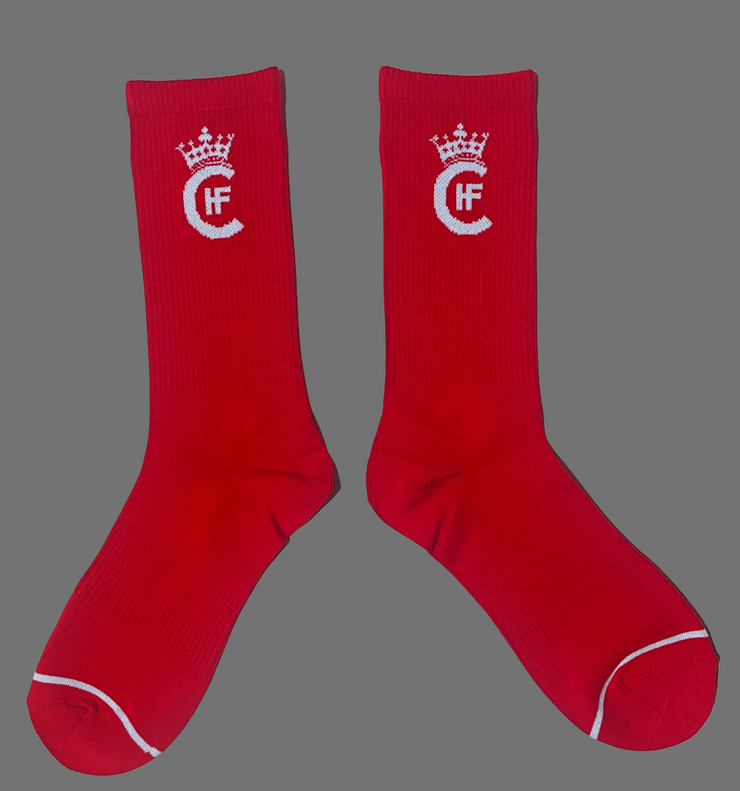 RED H.F.C CROWN LOGO SOCKS