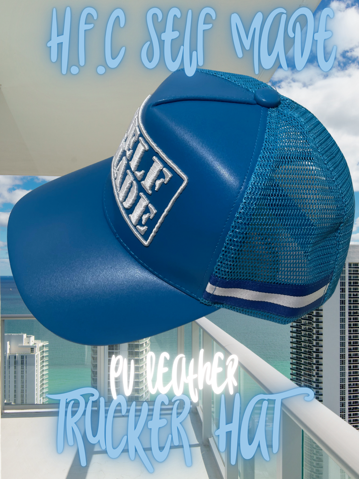 H.F.C- SELF MADE (3D EMBROIDERY)  PU -LEATHER TRUCKER HAT