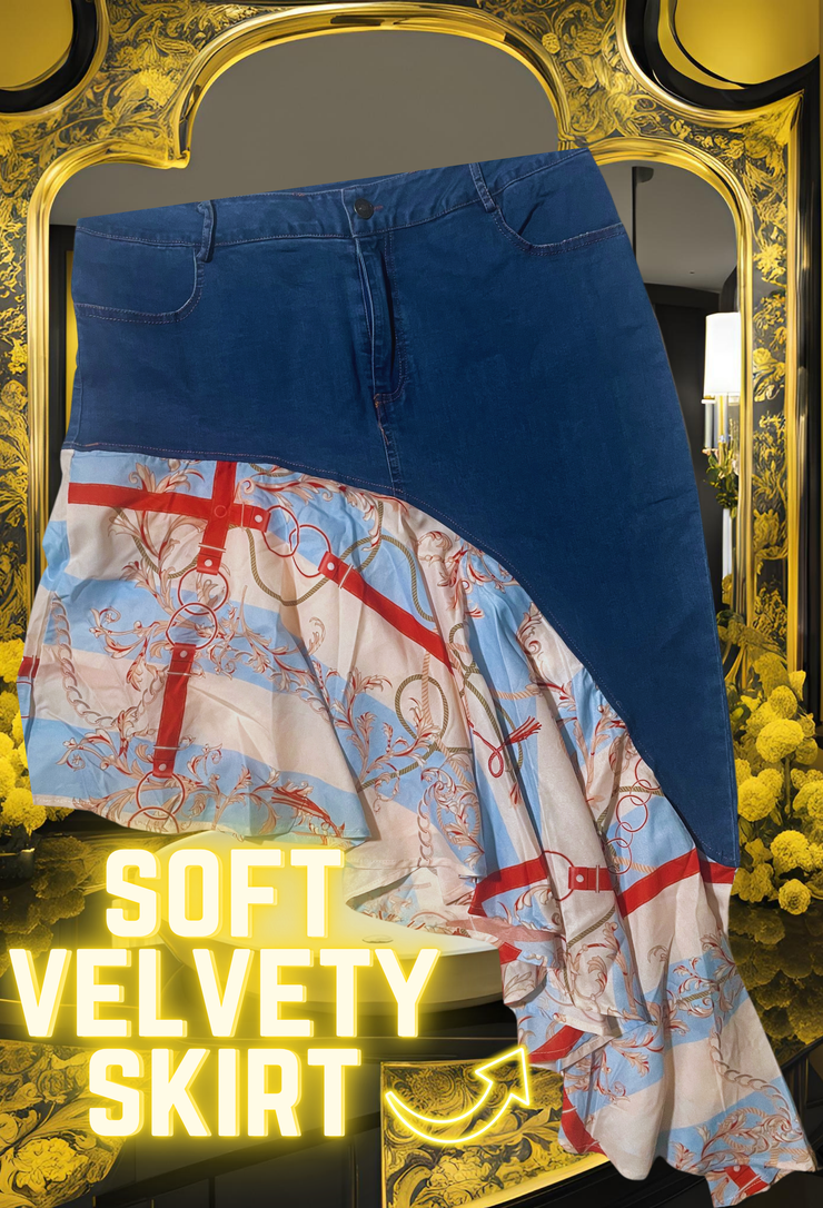 H.F.C-(2 PIECE) DENIM VELVETY WRINKLED DRESS WITH  HALTER TOP (SET)