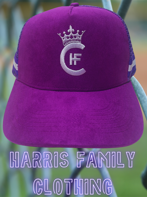 H.F.C SUEDE CROWN LOGO TRUCKER HATS