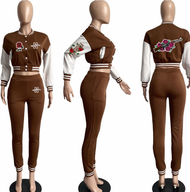 CUSTOM H.F.C LOVE YOURSELF EMBROIDERY (BROWN) SWEAT SUIT