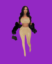 HFC- SEE THROUGH JOGGER SET. (SKIN TONE) FRONT VIOEW. NOTE: JACKET NOT INCLUDED!